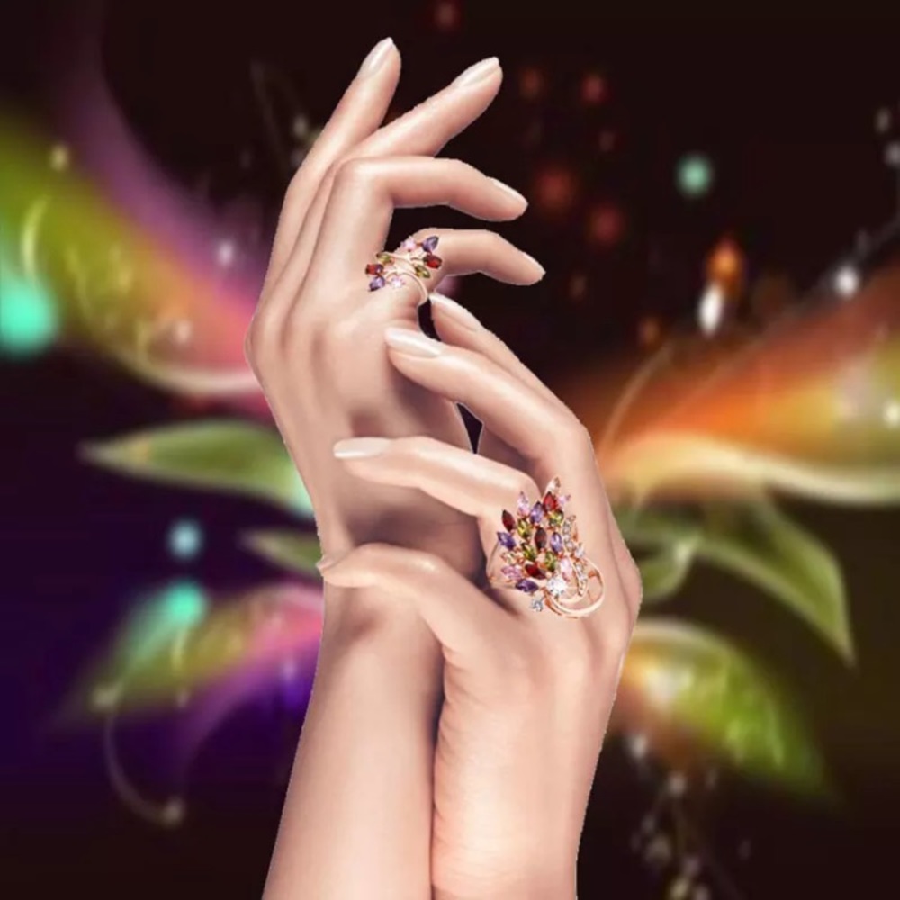 Multicolor Gemstone Ring Size 7 - image 3